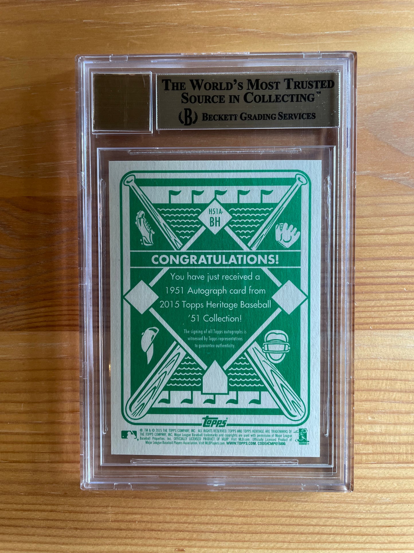 Bryce Harper 2015 Topps Heritage ‘51 Collections On-Card Auto /10 BGS 9.5