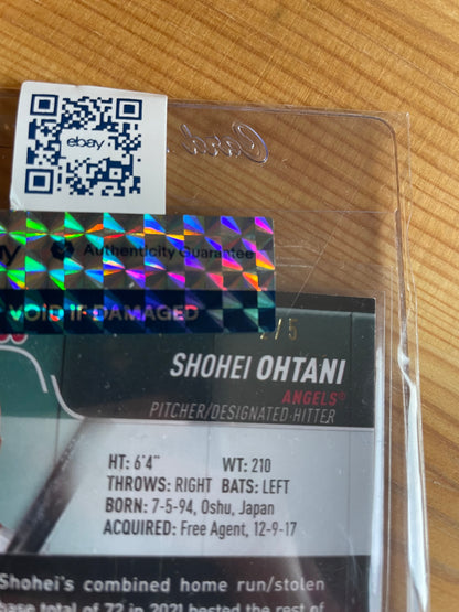 Shohei Ohtani 2022 Topps Stadium Club Orange Foil On-Card Auto /5