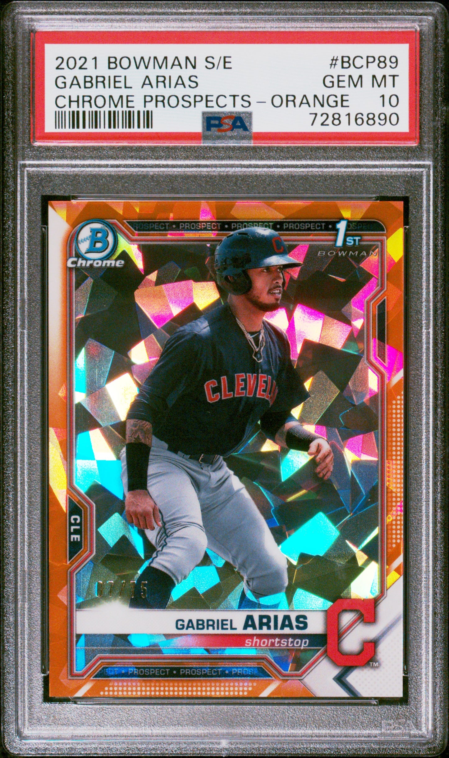 Gabriel Arias 2021 1st Bowman Sapphire Orange Sapphire Refractor /75 PSA 10