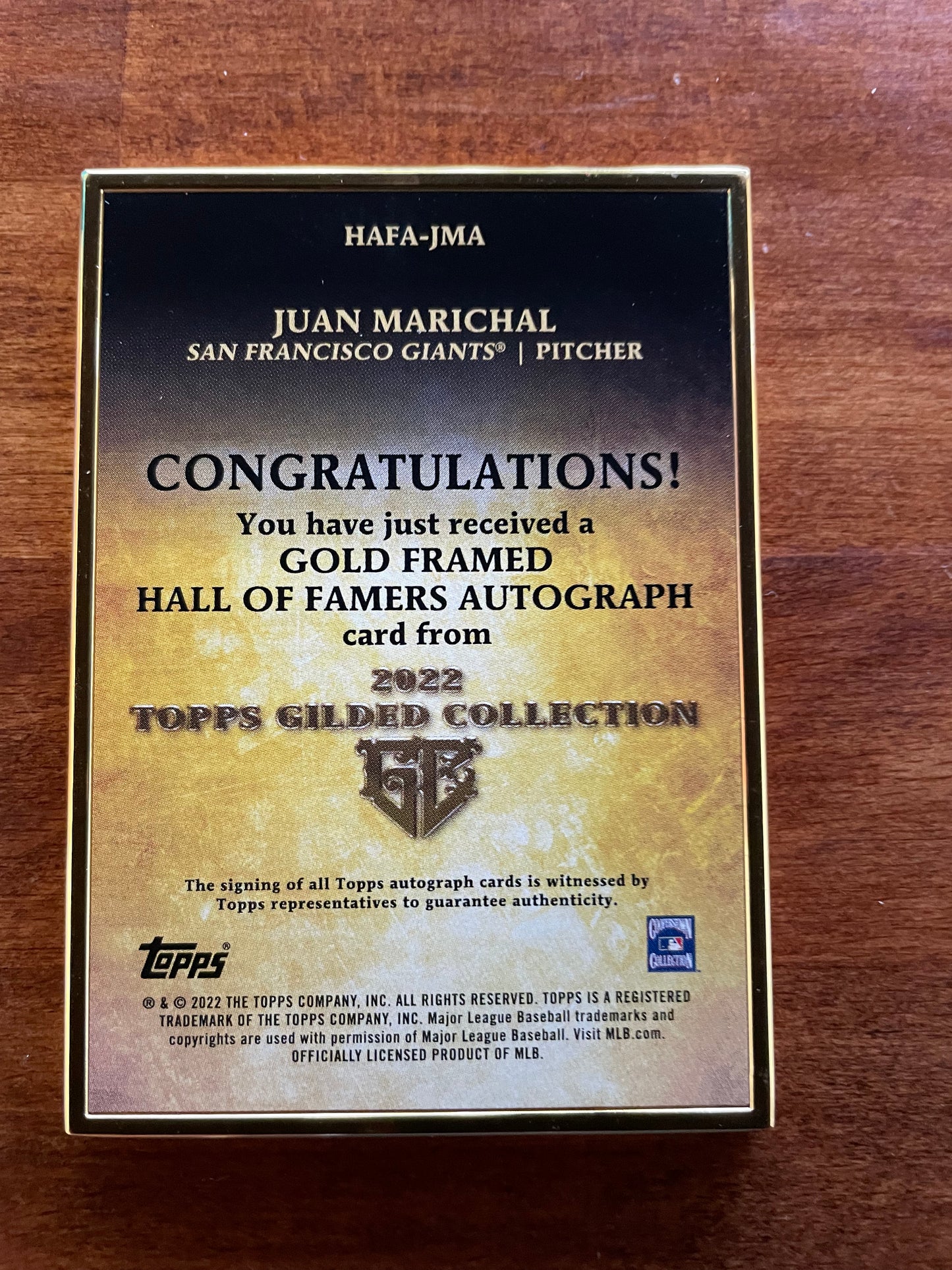 Juan Marichal 2022 Topps Chrome Gilded Gold Frame Auto /99